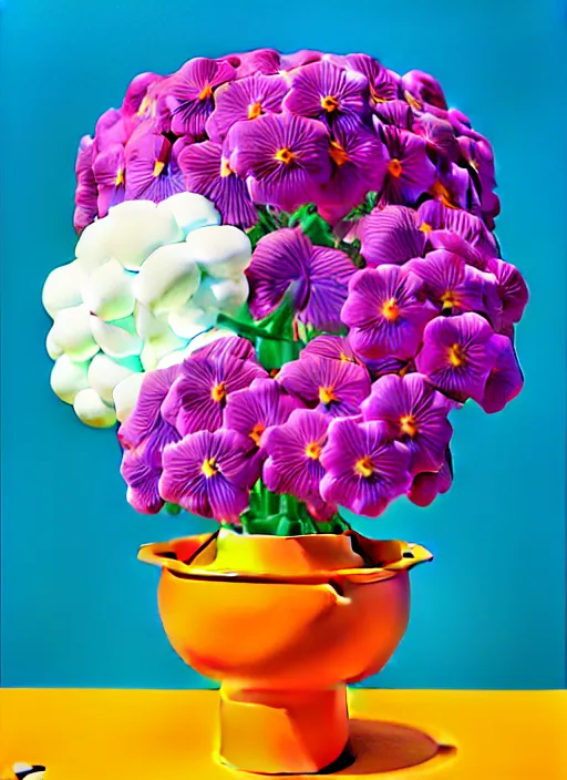 Image similar to pot of flowers by shusei nagaoka, kaws, david rudnick, airbrush on canvas, pastell colours, cell shaded, 8 k