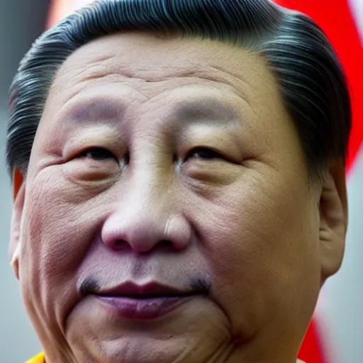 Prompt: Xi Jinping with a glowing yellow face and dark black eyebrows