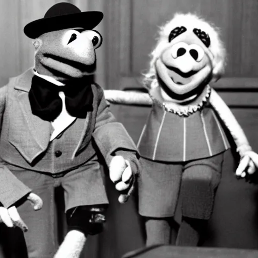 Prompt: muppets on nuremberg trial