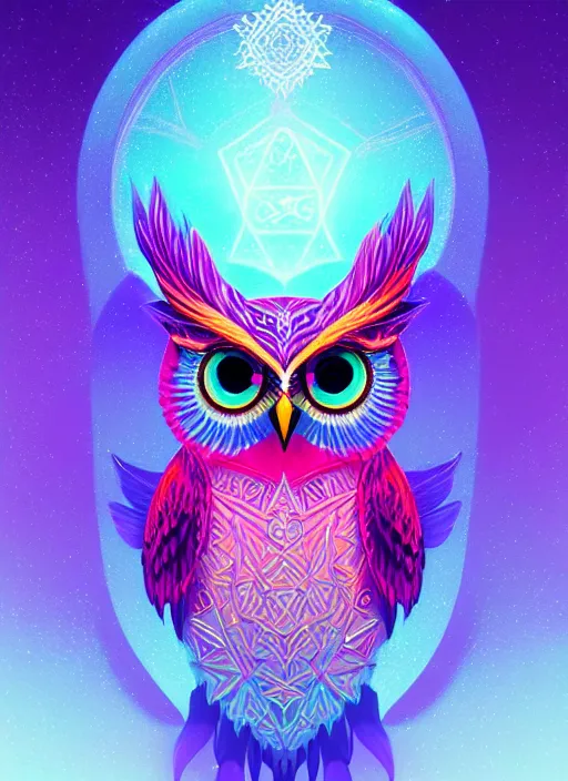 Image similar to symmetry!! product render poster vivid colors divine proportion owl, ice and snow, glowing fog intricate, elegant, highly detailed, digital painting, artstation, concept art, smooth, sharp focus, illustration,