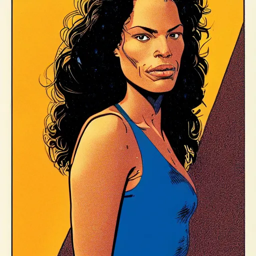 Prompt: rosario dawson retro minimalist portrait by jean giraud, moebius starwatcher comic, 8 k