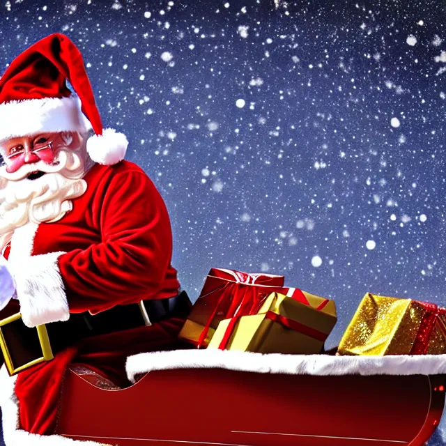 Prompt: drunk santa crashing his sleigh, highly detailed, 8 k, hdr, close up, smooth, sharp focus, high resolution, award - winning photo