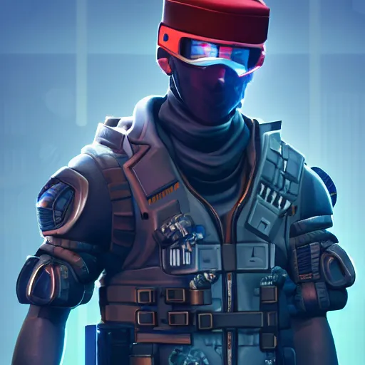 Image similar to cyberpunk mercenary fortnite character