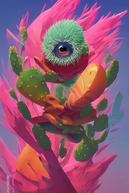 Image similar to 3 d render creature animal sushi cristal very big eye roots cactus elemental flush of force nature micro world fluo fishscale, comics gta 5 cover, official fanart behance hd artstation by jesper ejsing, by rhads, makoto shinkai and lois van baarle, ilya kuvshinov, ossdraws