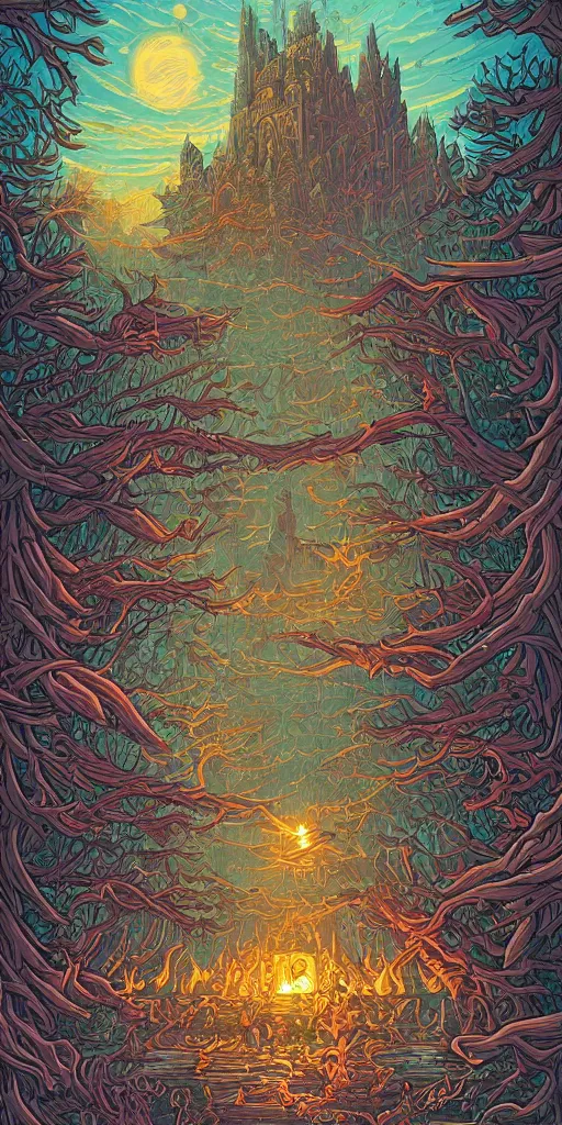 Prompt: a fantasy artwork illustrated by dan mumford