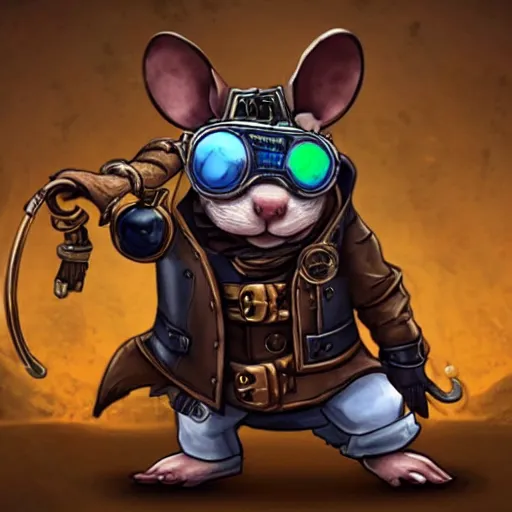 Image similar to a rat with steampunk googles, from Hearthstone