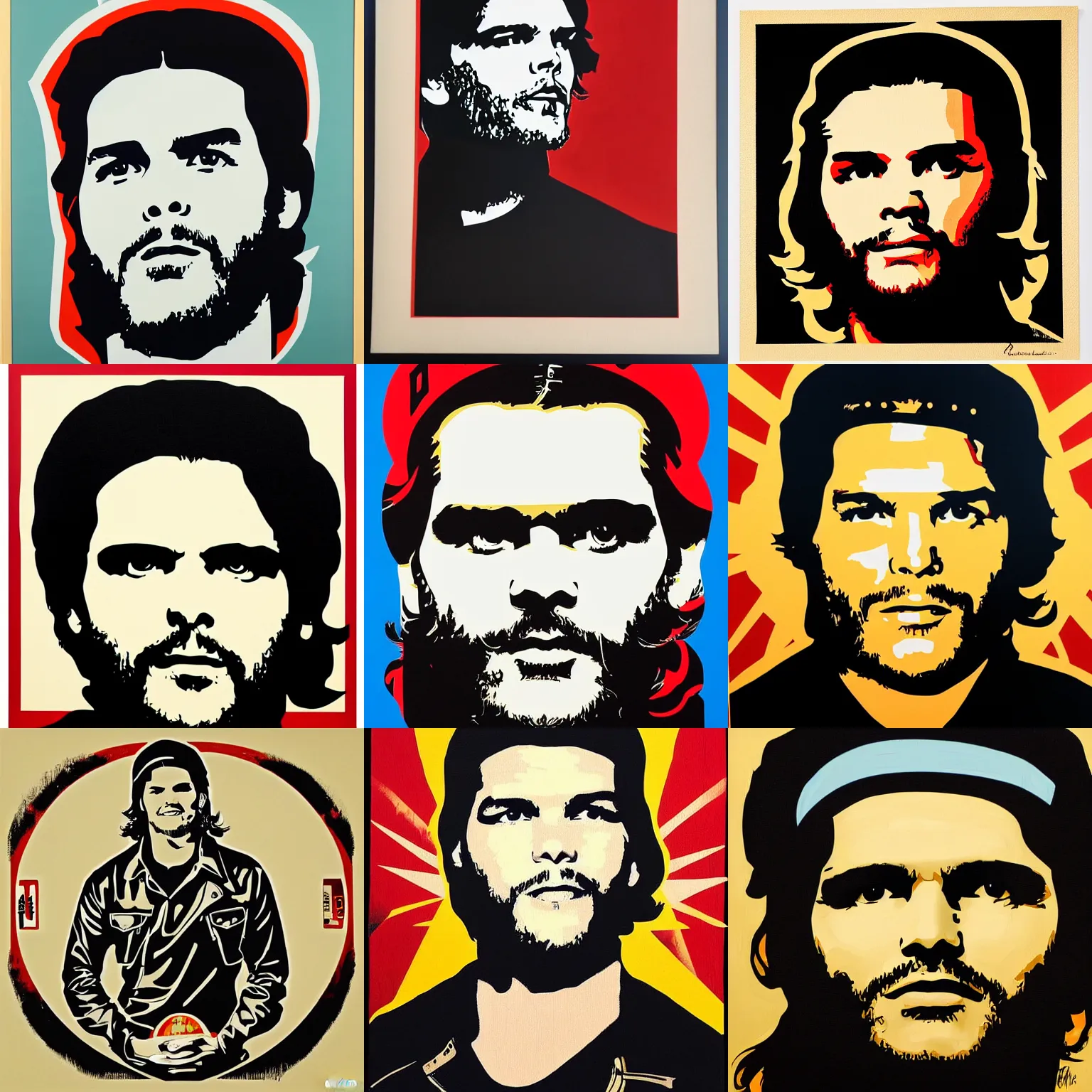 Prompt: portrait of tom brady as che guevara, oil on canvas by shepard fairey