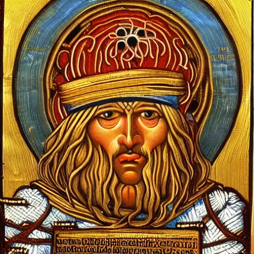 Prompt: flying spaghetti monster portrait, portrait of flying spaghetti monster, style of ancient byzantine icon, style of roman catholic, style of patron saint, orthodox, noodly appendage