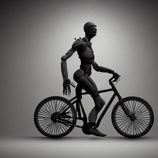 Image similar to humanoid on simple red bicycle artstation not detailed unreal