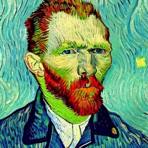 Prompt: a van gogh painting of the face of a person named keith smeltwort