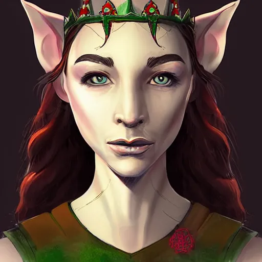 Prompt: portrait of a forlorn elf queen, character art