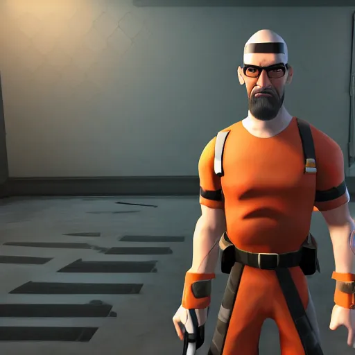 Image similar to Gordon Freeman in Team fortress 2, 4k screenshot of Team fortress 2 gameplay, 8k hdr showcase