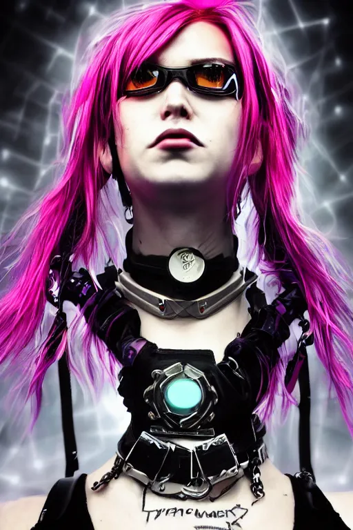 Prompt: detailed realistic female rock star cyberpunk wearing thick technological collar around neck, realistic, art, beautiful, 4K, collar, choker, collar around neck, punk, artstation, detailed, female, woman, choker, cyberpunk, neon, punk, collar, choker, collar around neck, thick collar, tight around neck, punk,