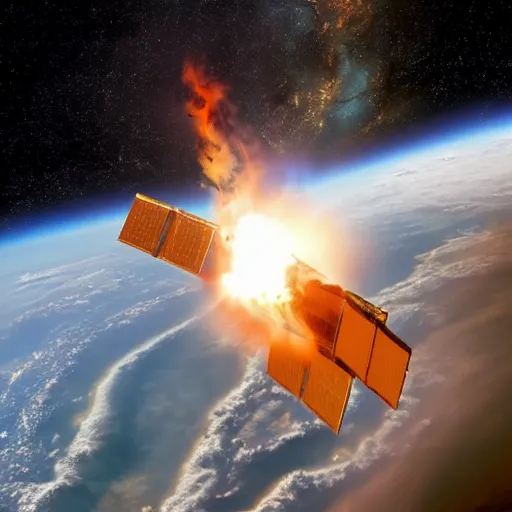 Image similar to satellite in space on fire