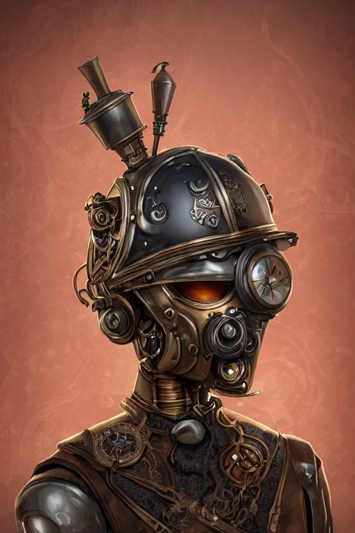 Image similar to steampunk helmet fantasy art mask robot ninja stylized digital illustration sharp focus, elegant intricate digital painting artstation concept art global illumination ray tracing advanced technology chaykin howard and campionpascale and cooke darwyn and davis jack