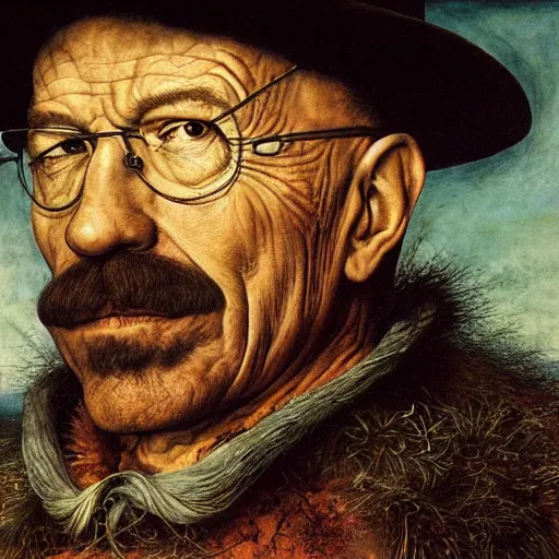 Image similar to giuseppe arcimboldo, walter white, new scifi movie, film still, seeds, legumes