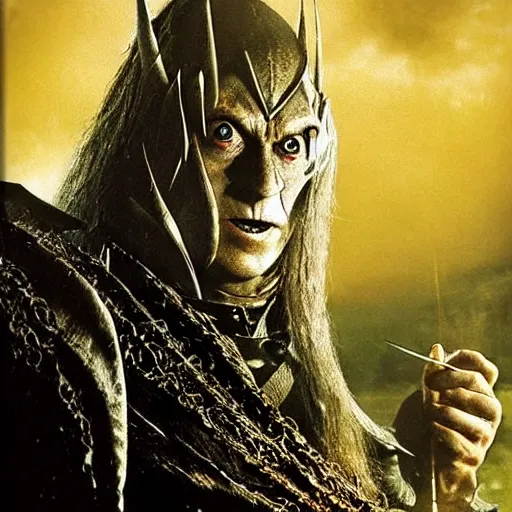 Image similar to the Dark Lord Sauron, who in an earlier age created the One Ring to rule the other Rings of Power given to Men, Dwarves, and Elves, in his campaign to conquer all of Middle-earth. From homely beginnings in the Shire, a hobbit land reminiscent of the English countryside, the story ranges across Middle-earth, following the quest to destroy the One Ring mainly through the eyes of the hobbits Frodo, Sam, Merry and Pippin.