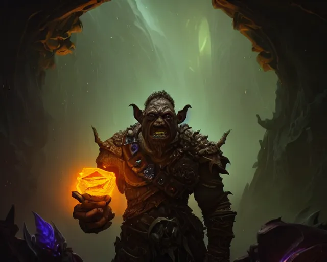 Prompt: a 4 k cinematic screenshot still portrait of a orc in a dark liminal space room surrounded by amber glow, deep focus, d & d, fantasy, intricate, elegant, highly detailed, digital painting, art station, concept art, matte, sharp focus, illustration, dark fantasy style art, hearthstone, art by artgerm and greg rutkowski and alphonse mucha