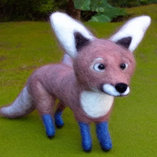 Image similar to a needle felted coyote, needle felting art.