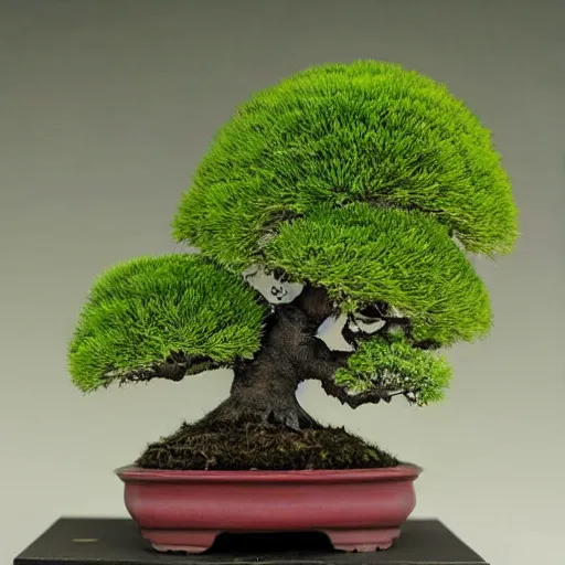 Prompt: photo of a kokedama momiji bonsai, plant, beautiful, high detail, bright, cinematic,