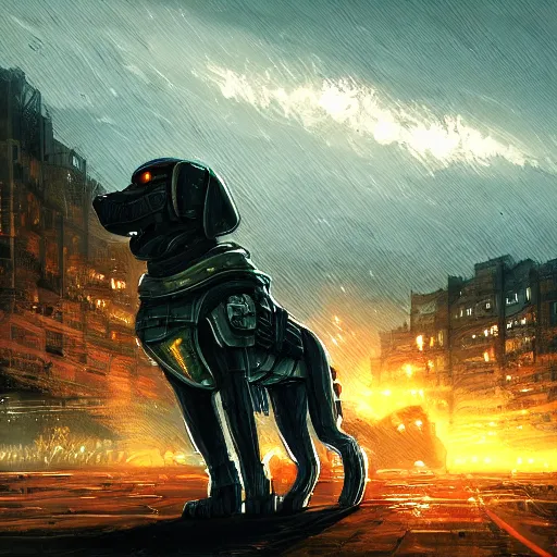 Image similar to cyber dog panzerwolf from steel, by ian pesty and alena aenami