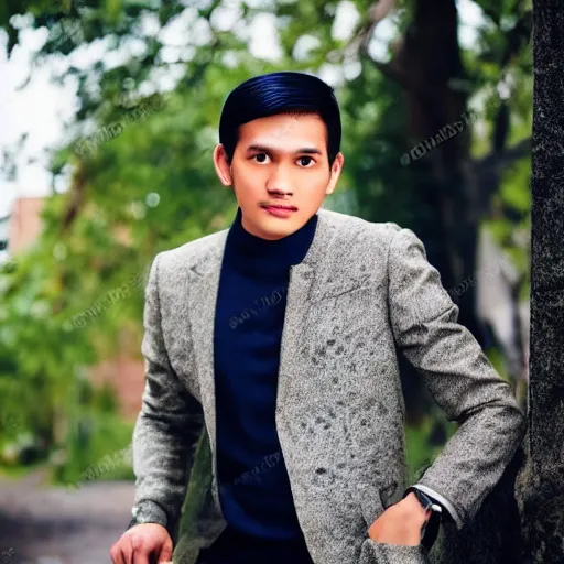 Prompt: outdoor portrait of a young man whose face looks exactly like jose rizal!!! 3 0 years old wearing stylish modern clothes, photo taken in 2 0 2 0, detailed, award winning photography