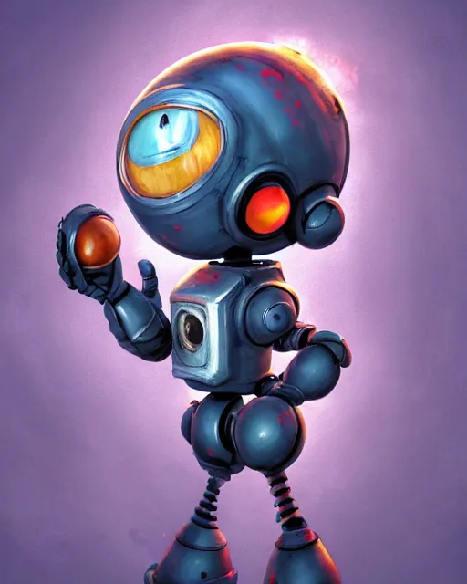 Prompt: An epic fantasy comic book style portrait painting of a cute little robot, rusty components, kicking a soccer ball, very expressive, awesome pose, character design by Mark Ryden and Pixar and Hayao Miyazaki, unreal 5, DAZ, hyperrealistic, octane render, cosplay, RPG portrait, dynamic lighting, intricate detail, summer vibrancy, cinematic