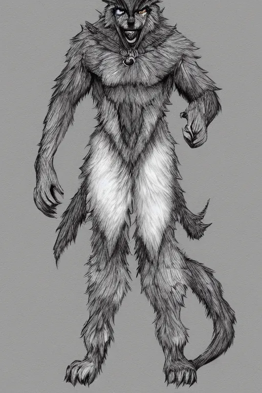 Image similar to a werewolf, fursona!!!!, by kawacy, trending on furaffinity, full body, furry art