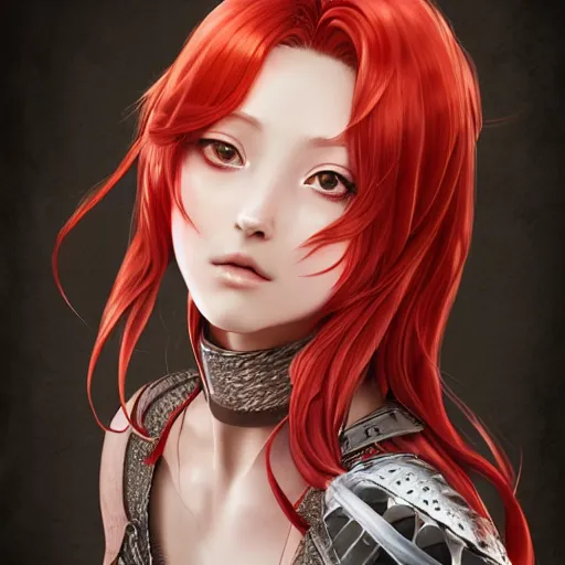 Prompt: a red haired female knight as an absurdly beautiful, elegant, young sensual anime girl, ultrafine hyperrealistic detailed face illustration by kim jung gi, irakli nadar, intricate linework, sharp focus, bright colors, matte, octopath traveler, final fantasy, unreal engine highly rendered, global illumination, radiant light, intricate environment