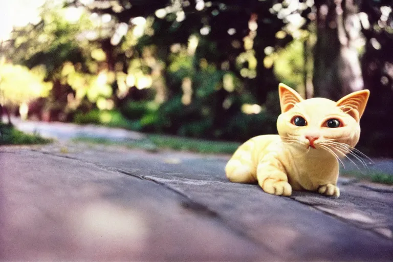 Prompt: a photo of meowth as a real creature in the real world, kodak ektachrome e 1 0 0 photography