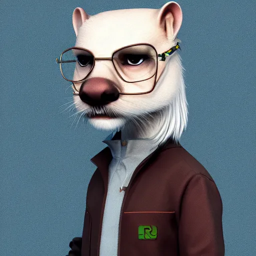 Image similar to a anthropomorphic ferret dressed as walter white, hyperdetailed, artstation, cgsociety, 8 k