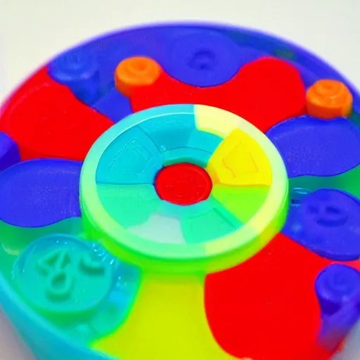 Prompt: Rolex Datejust baby toy made of colorful plastic by Fisher Price, close up, photo