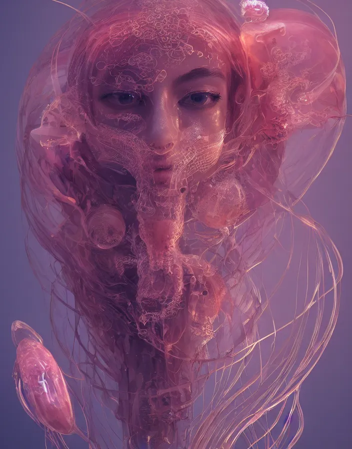 Image similar to goddess portrait. jellyfish phoenix head. intricate artwork by Tooth Wu and wlop and beeple. octane render, trending on artstation, greg rutkowski very coherent symmetrical artwork. cinematic, hyper realism, high detail, octane render, 8k