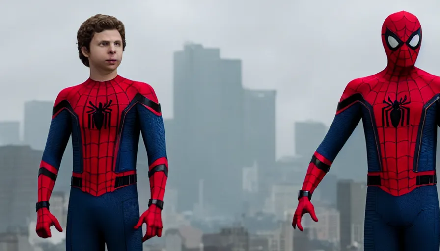 Image similar to Michael Cera as Spider-Man, cinematic, 8k, film still