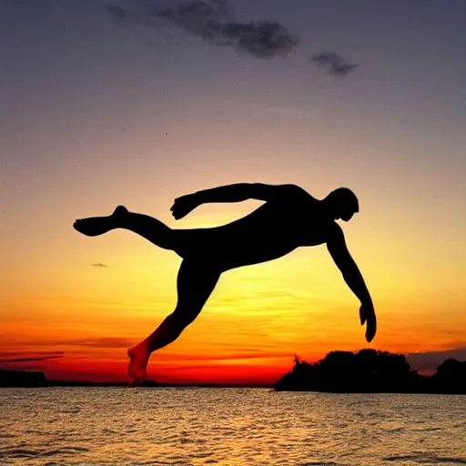 Image similar to springboard diver at sunset