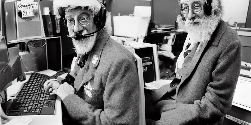 Image similar to womble great uncle bulgaria working in a callcenter