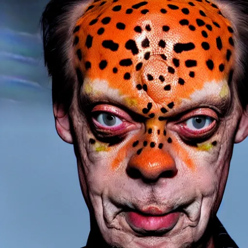 Image similar to a close - up portrait photo of steve buscemi cosplaying as a poison frog by erwin olaf