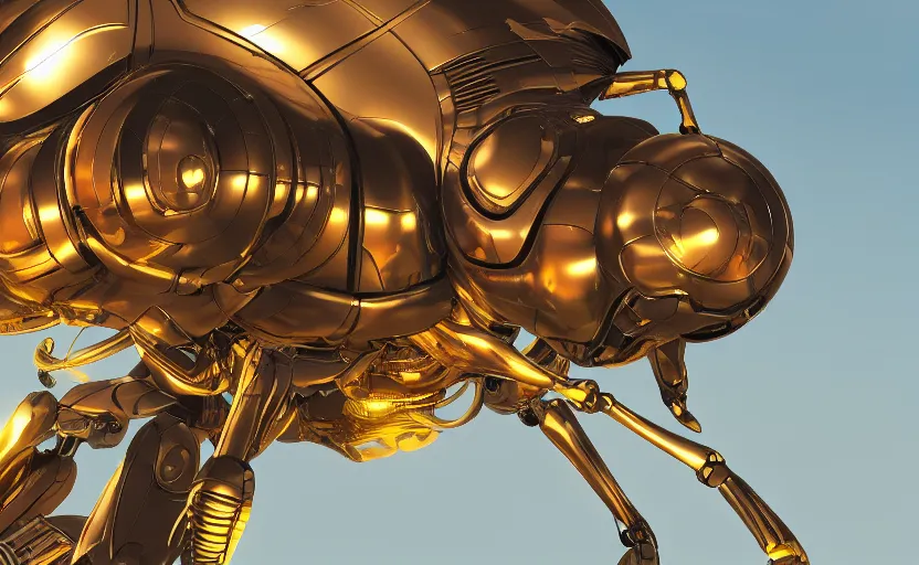 Image similar to insect robot, hyperdetailed, artstation, cgsociety, golden hour 8 k