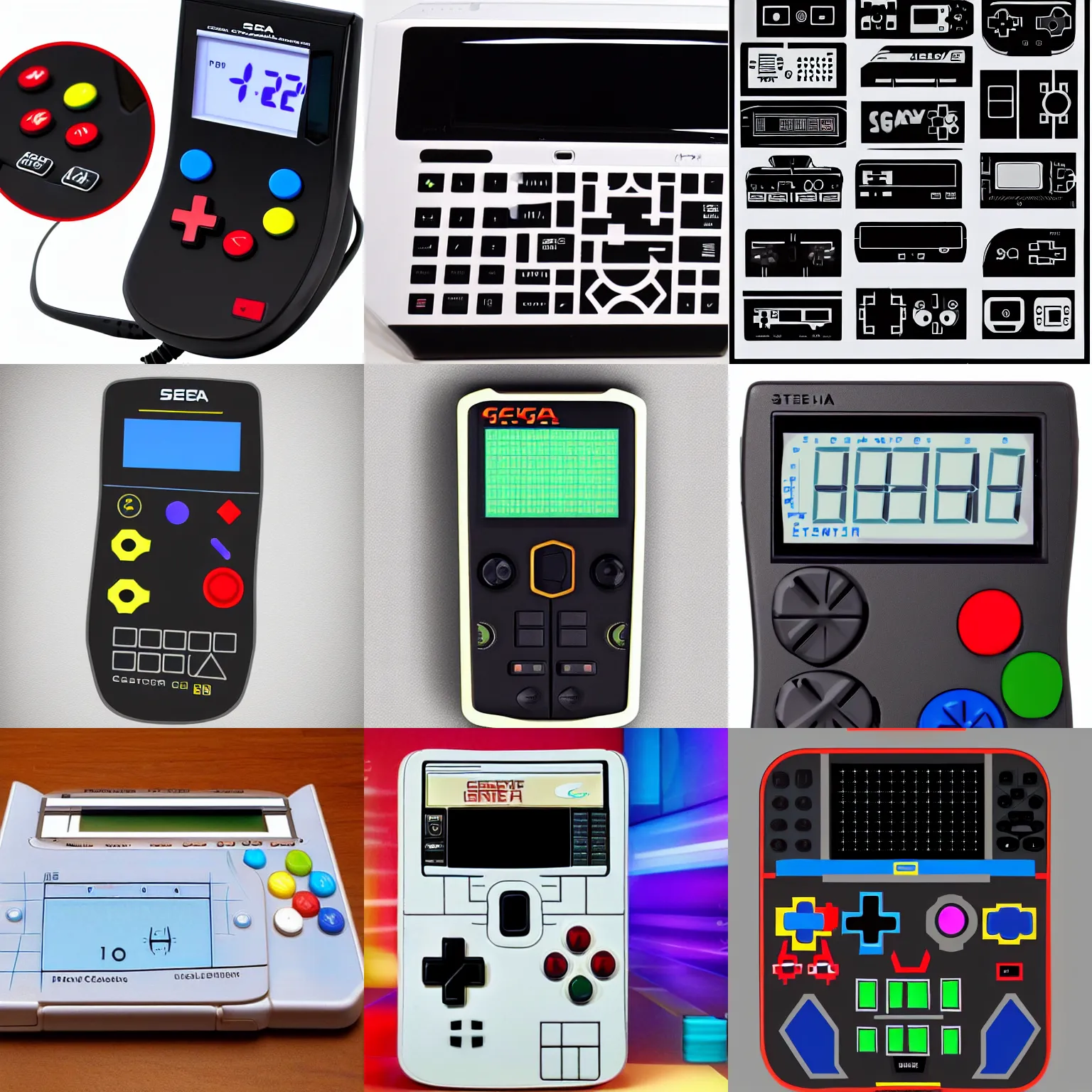 Prompt: game console sega in style calculator design, technology, electronics