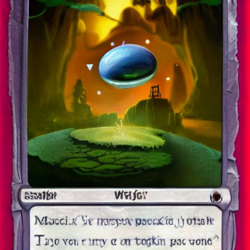 Image similar to a magic card of a pebble