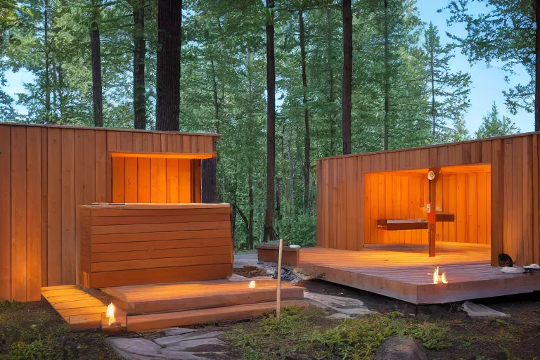 Image similar to modern backyard unique finnish sauna in a north american backyard