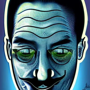 Image similar to portrait of a uncanny artist by Chor Boogie and Salvador Dali collaboration, digital art, mix of aesthetics, close up, high details