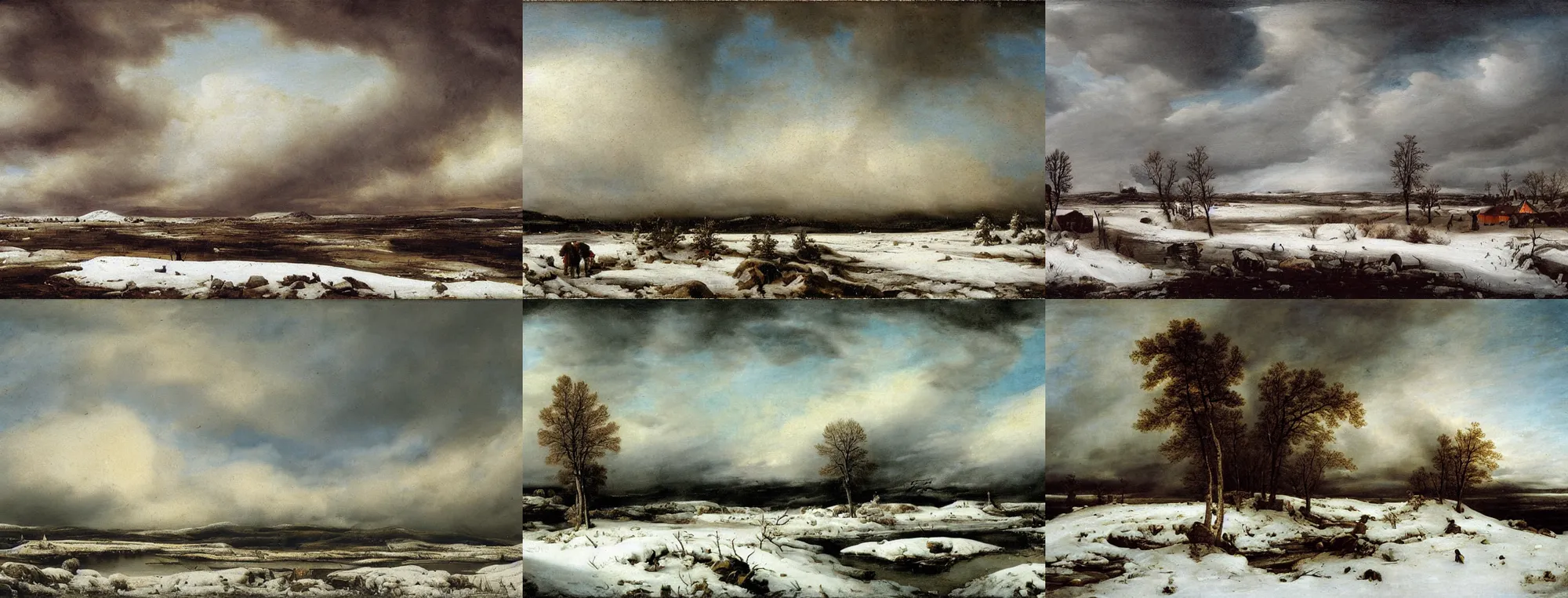 Prompt: snowy tundra. painted by Jacob Van Ruisdael