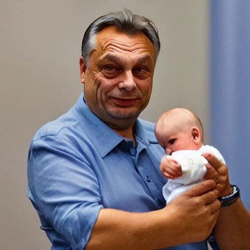 Prompt: viktor orban in a diaper