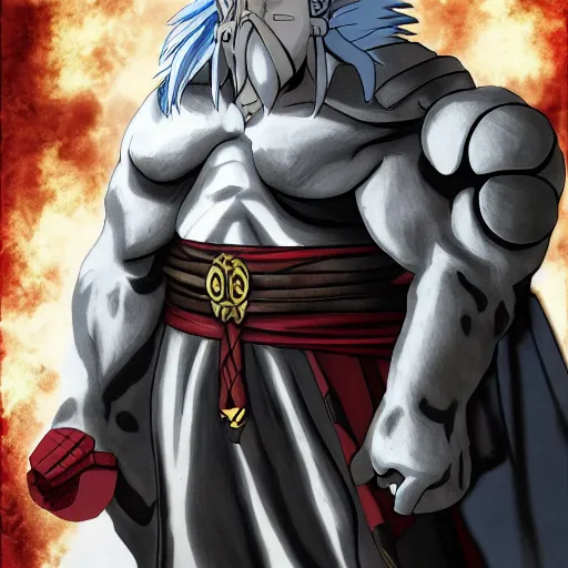 Prompt: wrath from full metal alchemist as god of war