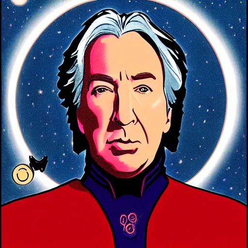 Image similar to alan rickman retro minimalist portrait! moebius starwatcher comic by jean giraud, portrait 8 k