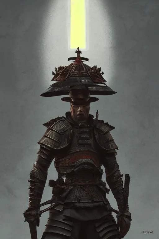 Prompt: mugshot, portrait of a legendary Samurai in full armor, dramatic lighting, cinematic, establishing shot, extremly high detail, photo realistic, cinematic lighting, post processed, concept art, artstation, matte painting, style by eddie mendoza, raphael lacoste, alex ross