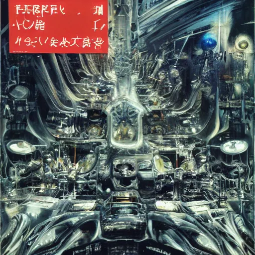 Image similar to album cover art, japanese magazine covers, by daniel kirk, by john berkey, by hr giger, hd, hyper detailed, 4 k