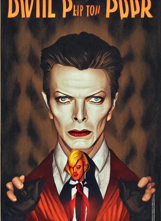 Twin Peaks Poster Art, David Bowie Stands Before The 