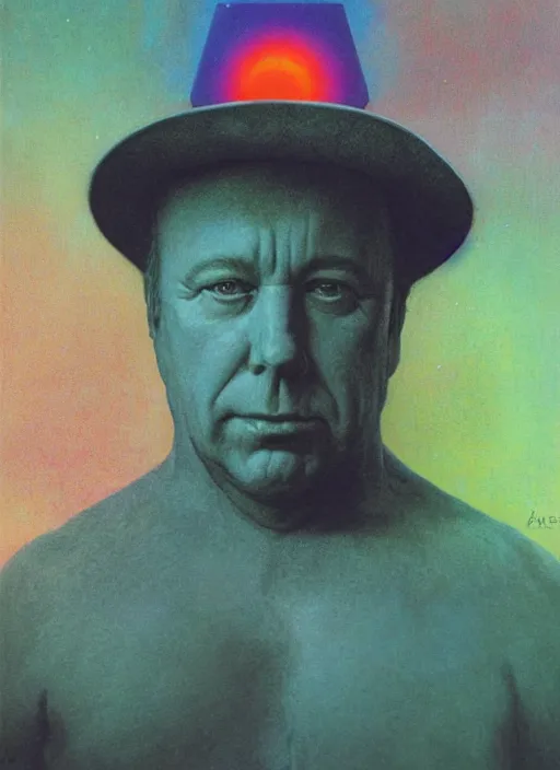 Image similar to alex jones by lisa frank and zdzislaw beksinski